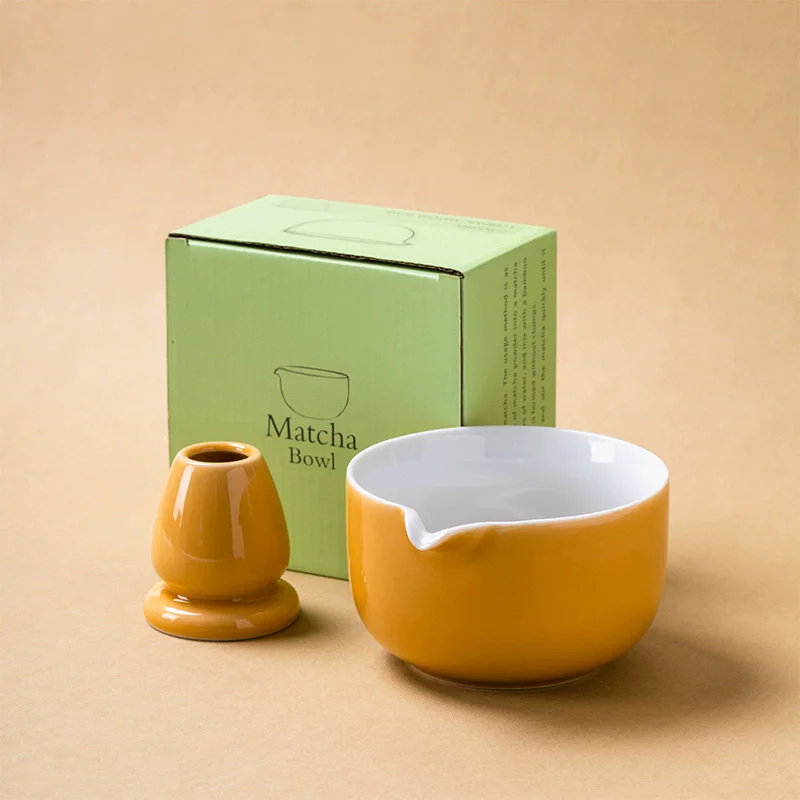 Japanese Matcha Bowl & Whisk Holder Set (2-Piece Ceramic Kit)