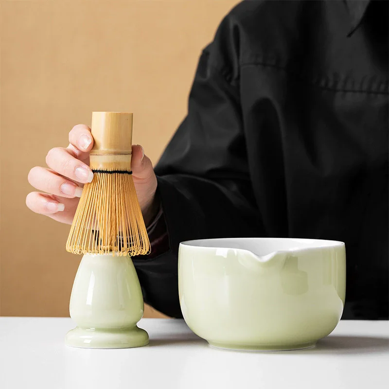Japanese Matcha Bowl & Whisk Holder Set (2-Piece Ceramic Kit) - Image 4