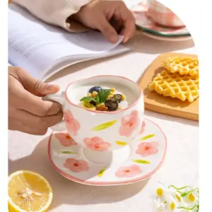 Korean Handcrafted Ceramic Mug – Florals (300ml)