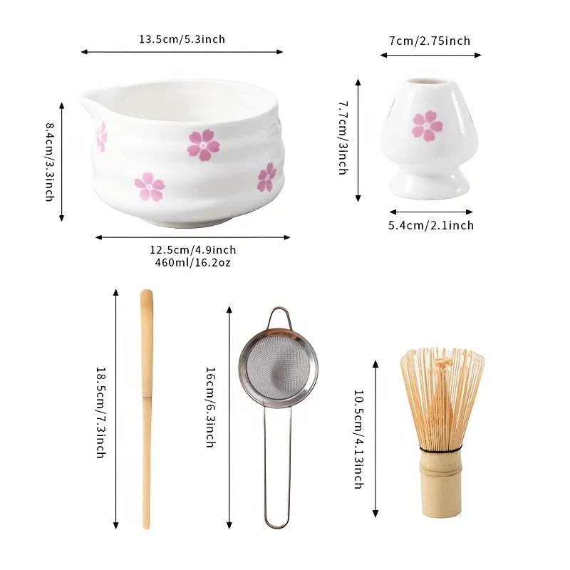 Cherry Blossom White Matcha Bowl & Whisk Set – Japanese Ceramic Matcha Kit - Image 5